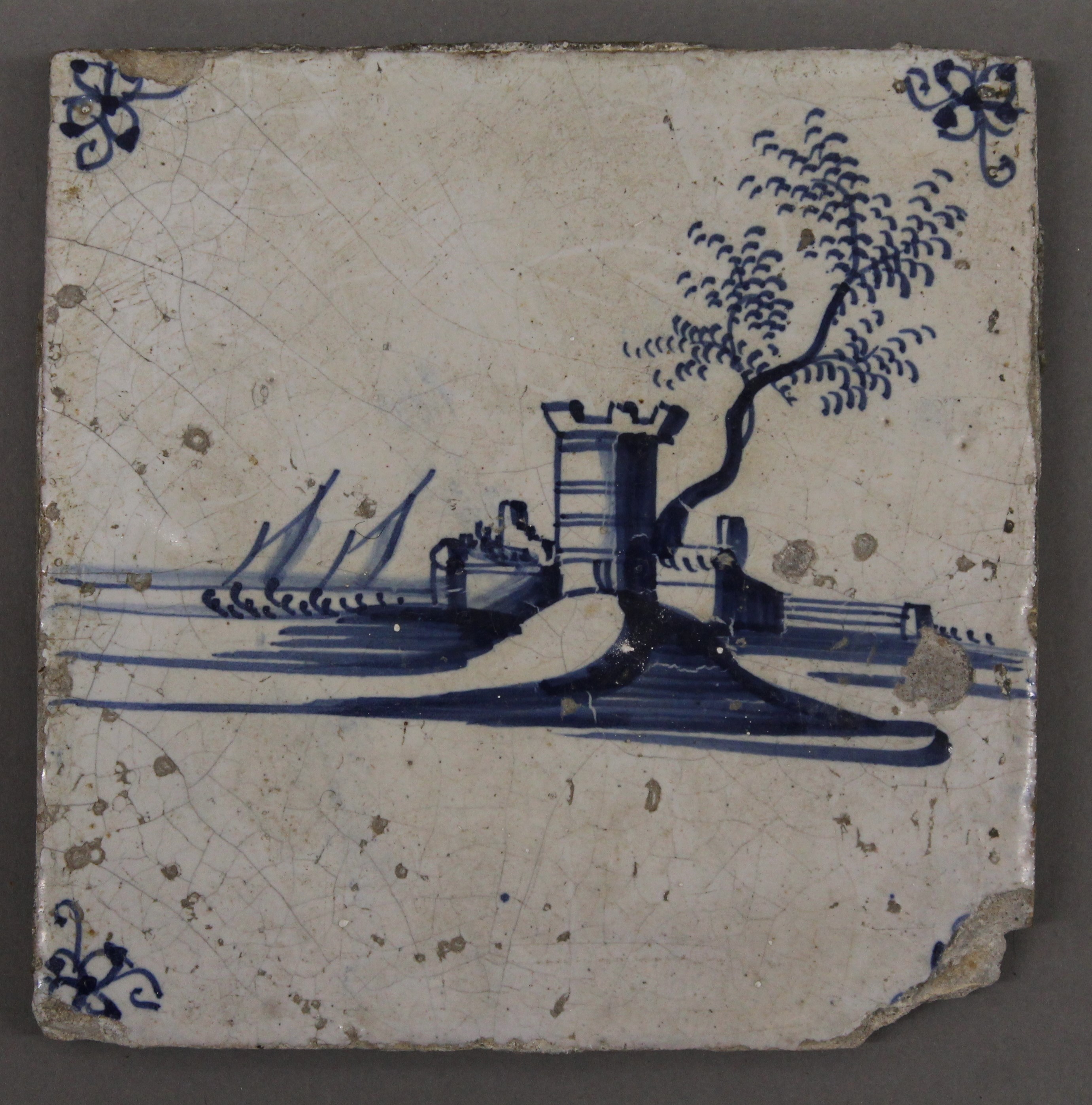 Five 19th century Delft tiles. Each approximately 12 cm square. - Image 8 of 11