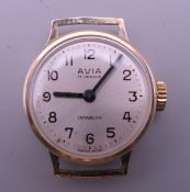 An Avia 9 ct gold 17 jewel ladies wristwatch, in working order.