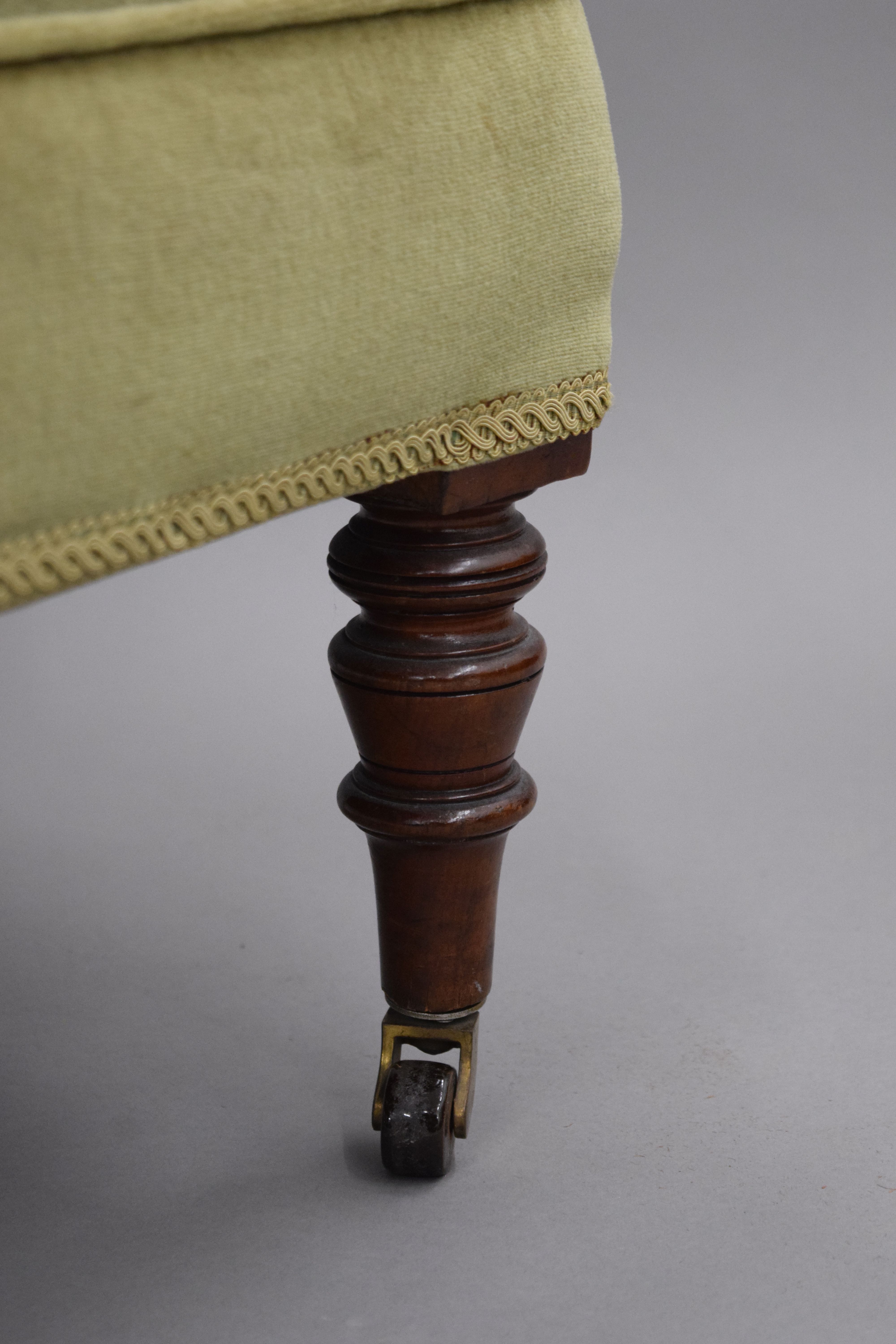 A Victorian upholstered button back arm chair. 65 cm wide. - Image 5 of 7