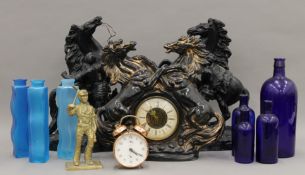 A quantity of miscellaneous items, including a pair of spelter Marley horses, glass, etc.