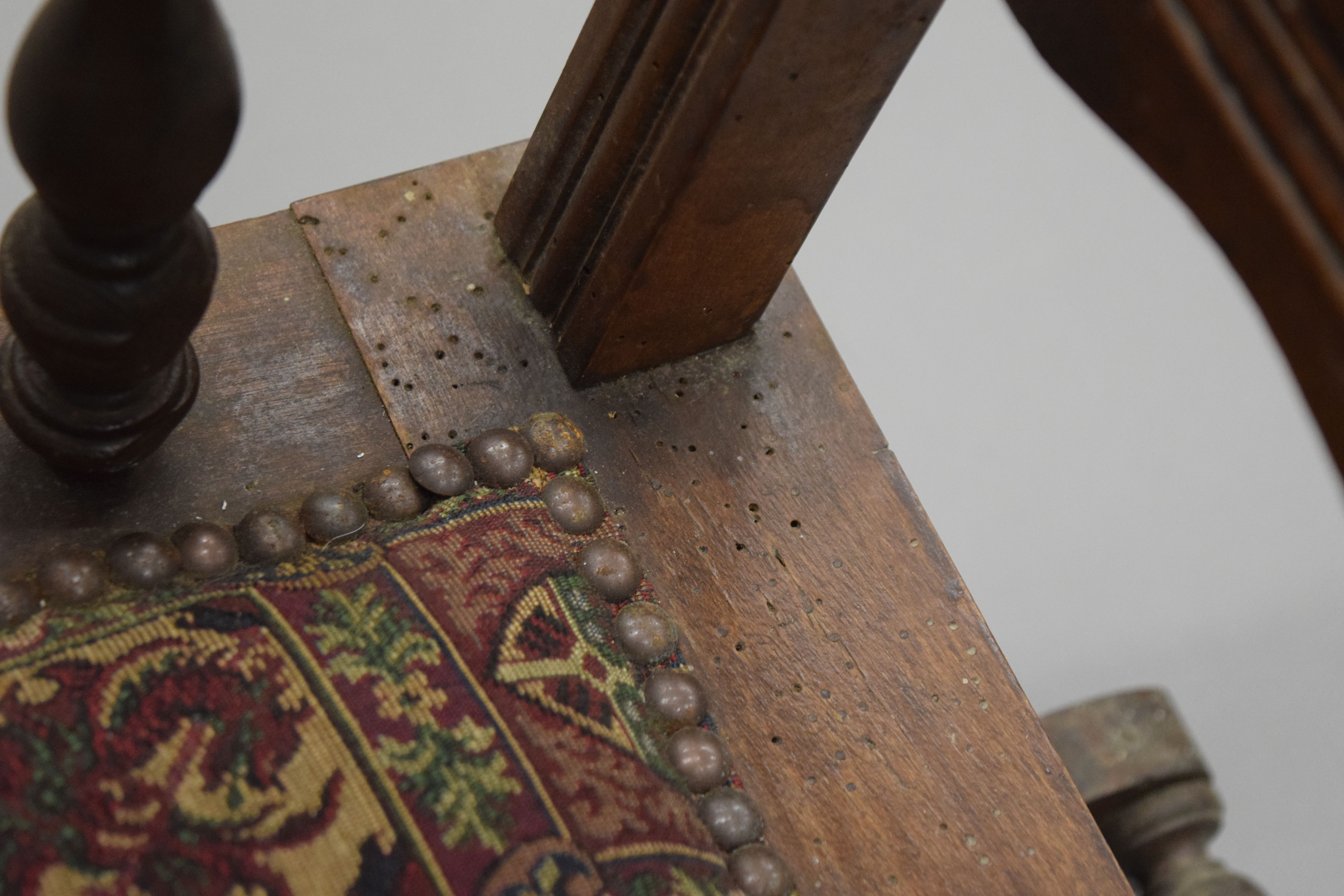 A Victorian walnut rocking chair. 54 cm wide. - Image 9 of 9