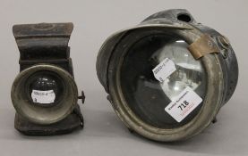 A Lucas No.342 vintage car light and a cycle light.