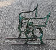 A pair of Victorian George M Hammer iron foundry metamorphic garden bench ends,