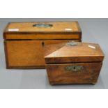 Two early 19th century tea caddies. The largest 30 cm wide.