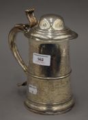 An 18th century silver plated tankard. 20 cm high.