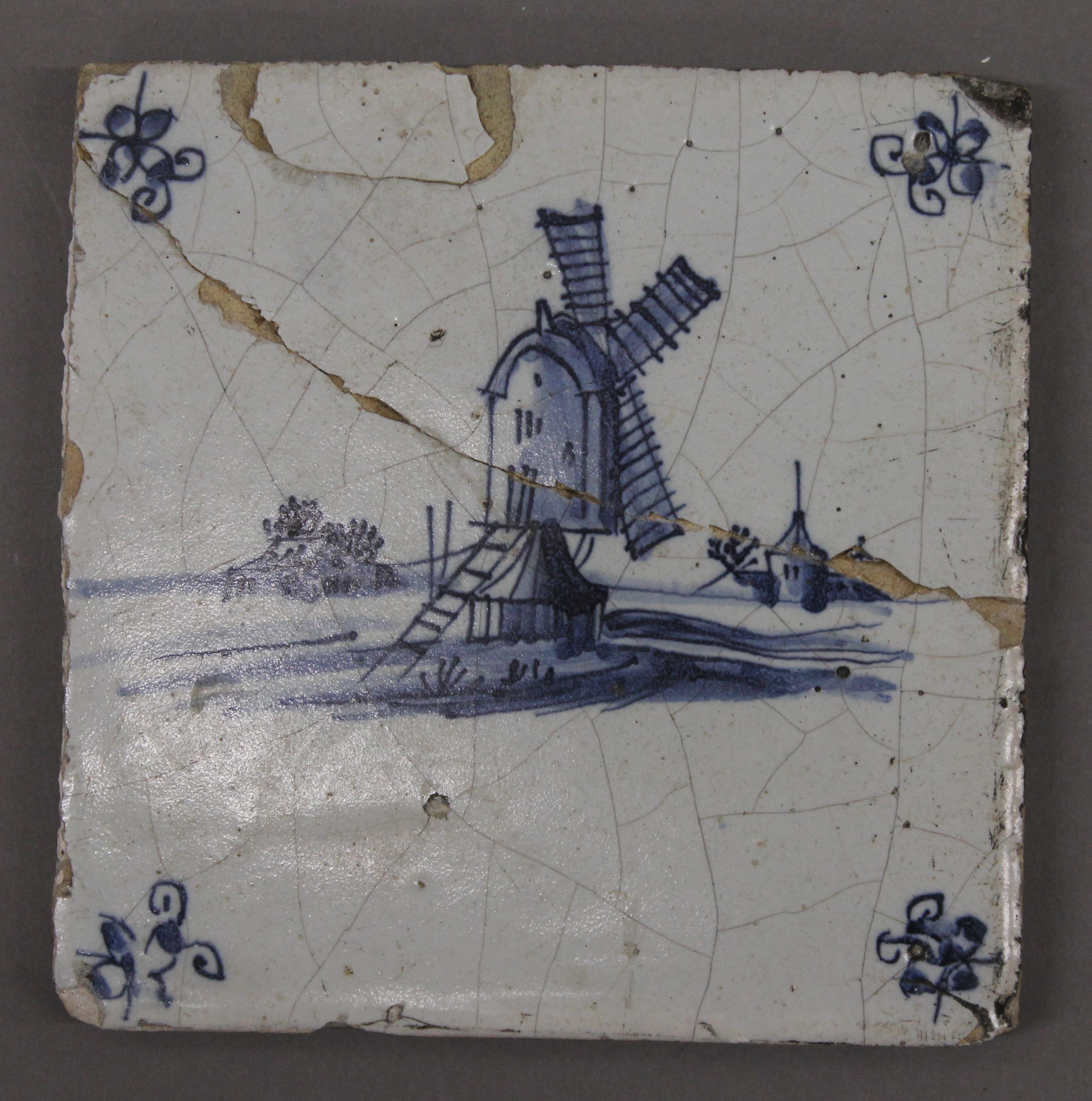 Five 19th century Delft tiles. Each approximately 12 cm square. - Image 4 of 11