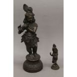 Two Indian bronze deities. The largest 35 cm high.