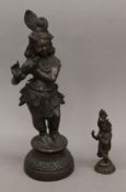 Two Indian bronze deities. The largest 35 cm high.