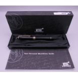 A Mont Blanc Meisterstuck Mozart fountain pen with 14 K gold nib, in box.