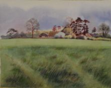 M R HURST, View Near Wendover in the Chilterns, watercolour, signed, oval mounted, unframed. 31.