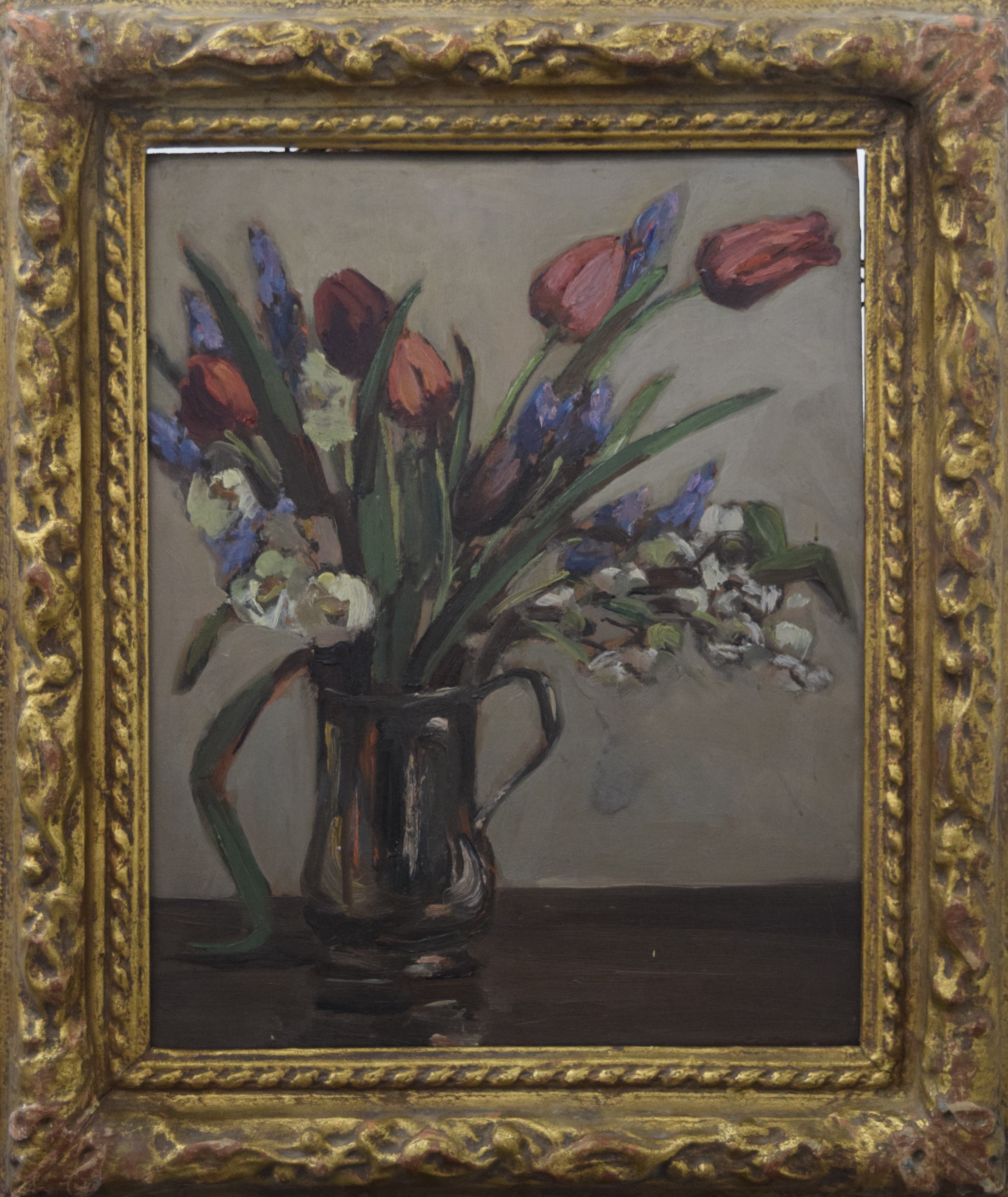 Still Life of Flowers in a Vase, oil on board, unsigned, framed; on reverse of board, - Image 2 of 4