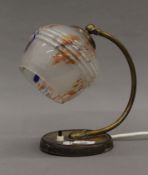 An Art Deco 1930s student's lamp. 23 cm high.