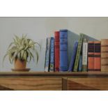 PAUL DAWSON (20th century), Still Life of Books and a Spider Plant, watercolour, signed lower left,