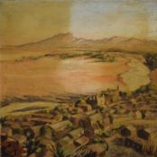 LUCETTE HEUSEUX (1913-2010) Belgian, Tehuantepec Mexico, oil on canvas, signed, title to reverse,
