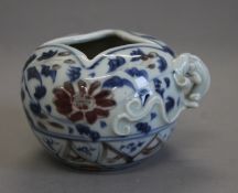 A Chinese porcelain brush washer. 6 cm high.