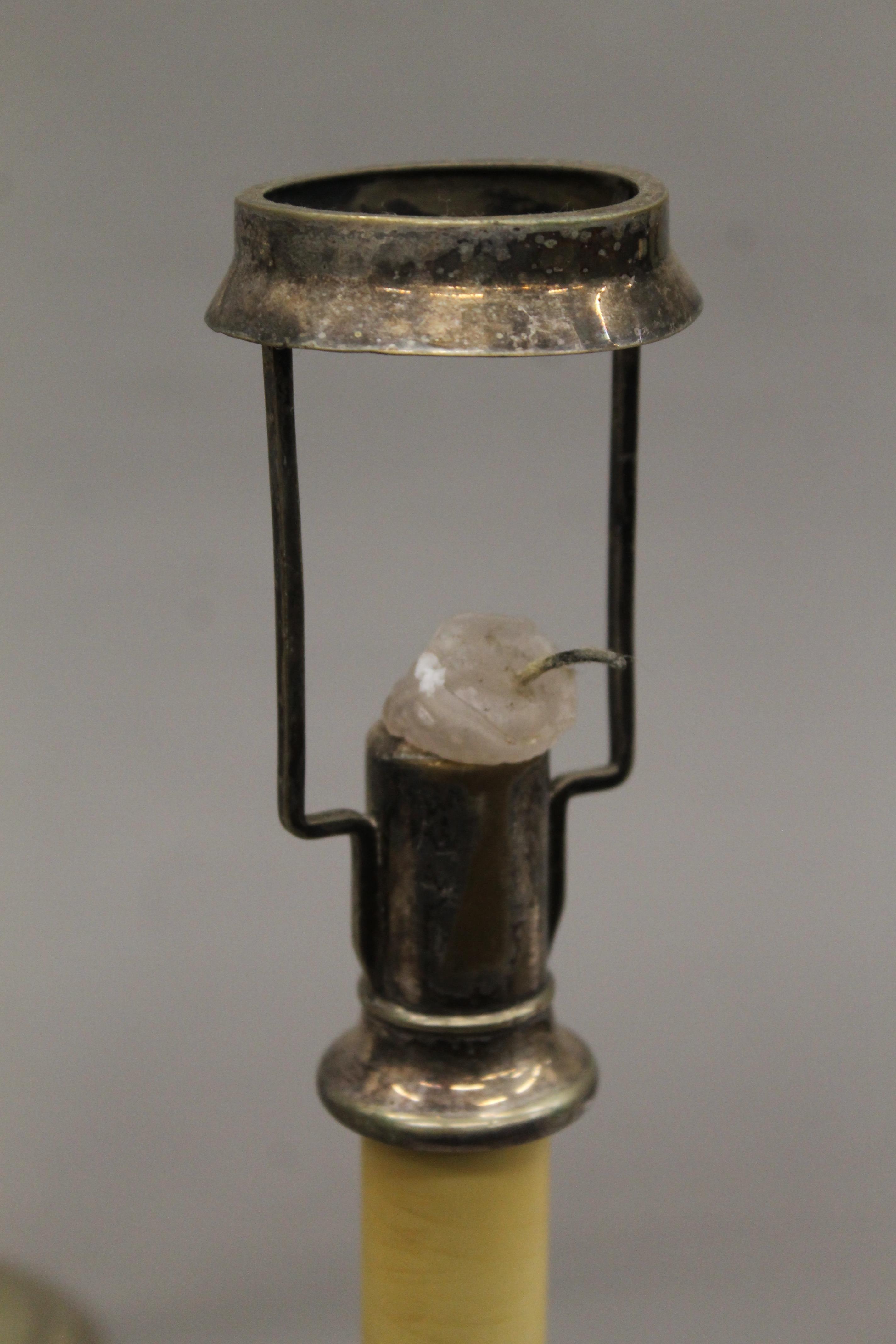 A pair of plated students lamps. 30 cm high. - Image 2 of 3