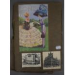 A vintage scrap album, including a sketch by Evert Moll (1878-1955).