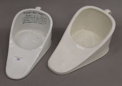 Two Victorian bed slipper pans.