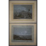Two 18th/19th century Italian sepia watercolours, landscape views, laid down on paper.