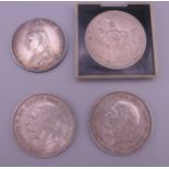 Four various coins.