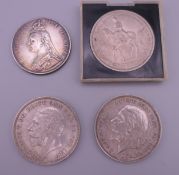 Four various coins.