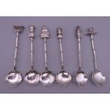 A set of six Chinese silver teaspoons. 47.8 grammes.