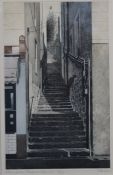 PAUL BISSON, Steps From Place Du Marche, limited edition print, numbered 149/150,
