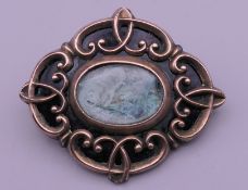 A Victorian unmarked gold mourning brooch. 3.75 cm wide. 11.1 grammes total weight.