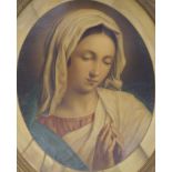 A Victorian printed portrait of The Madonna, housed in an oval gilt frame. 64.5 x 76 cm overall.