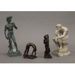 Four various nude sculptures. The largest 22.5 cm high.