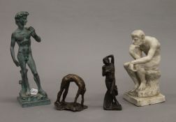 Four various nude sculptures. The largest 22.5 cm high.