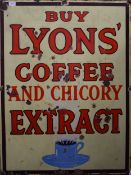 An original pictorial Lyons' Coffee enamel advertising sign. 76 x 101.5 cm.