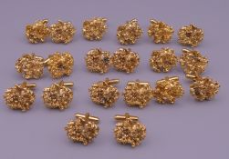 Ten pairs of 1970s gold plated nugget cufflinks. Approximately 2 cm wide.