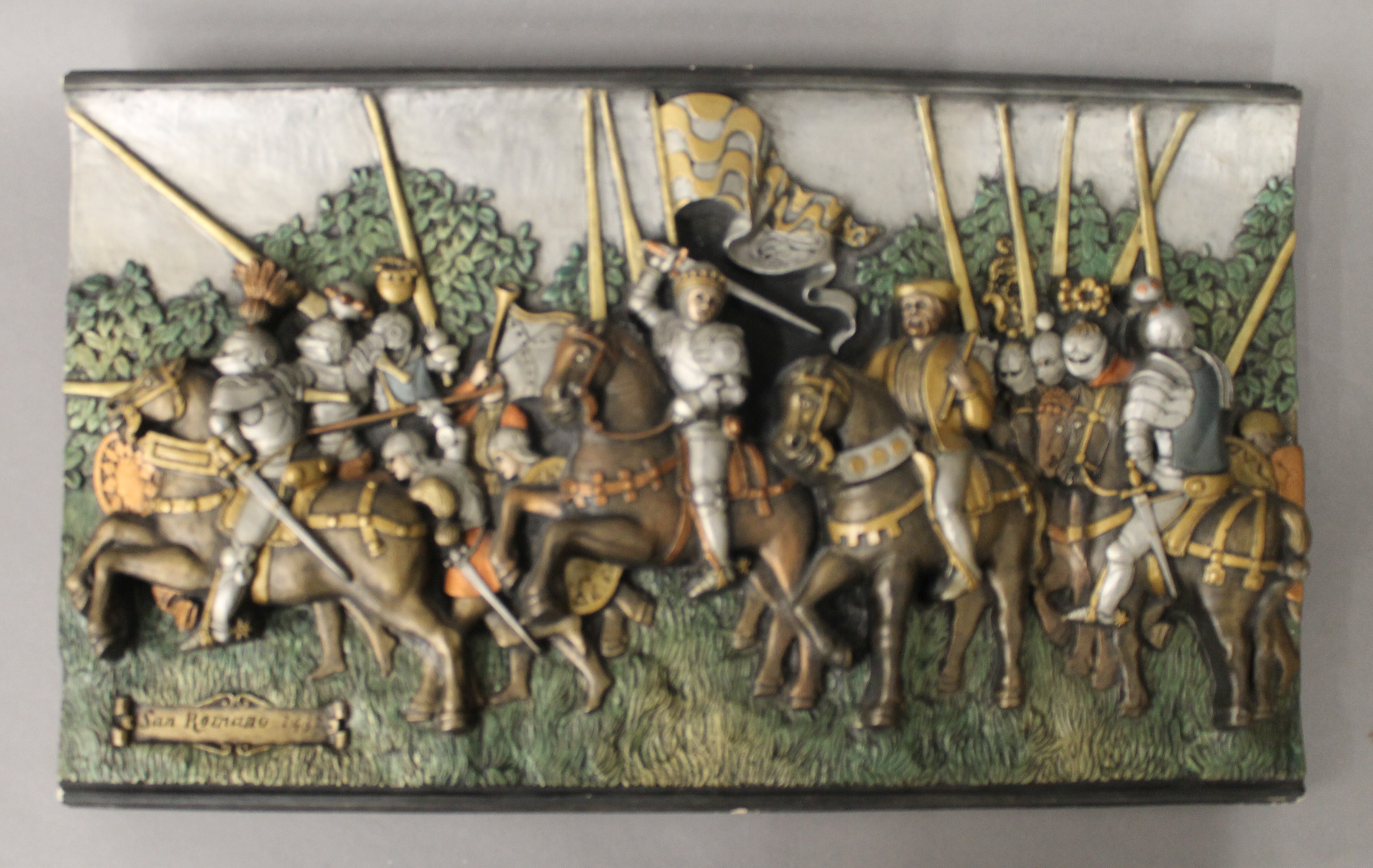 Four plaques depicting battle scenes. Each approximately 40 cm wide. - Image 5 of 5