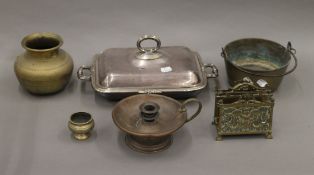 A quantity of various metalware.