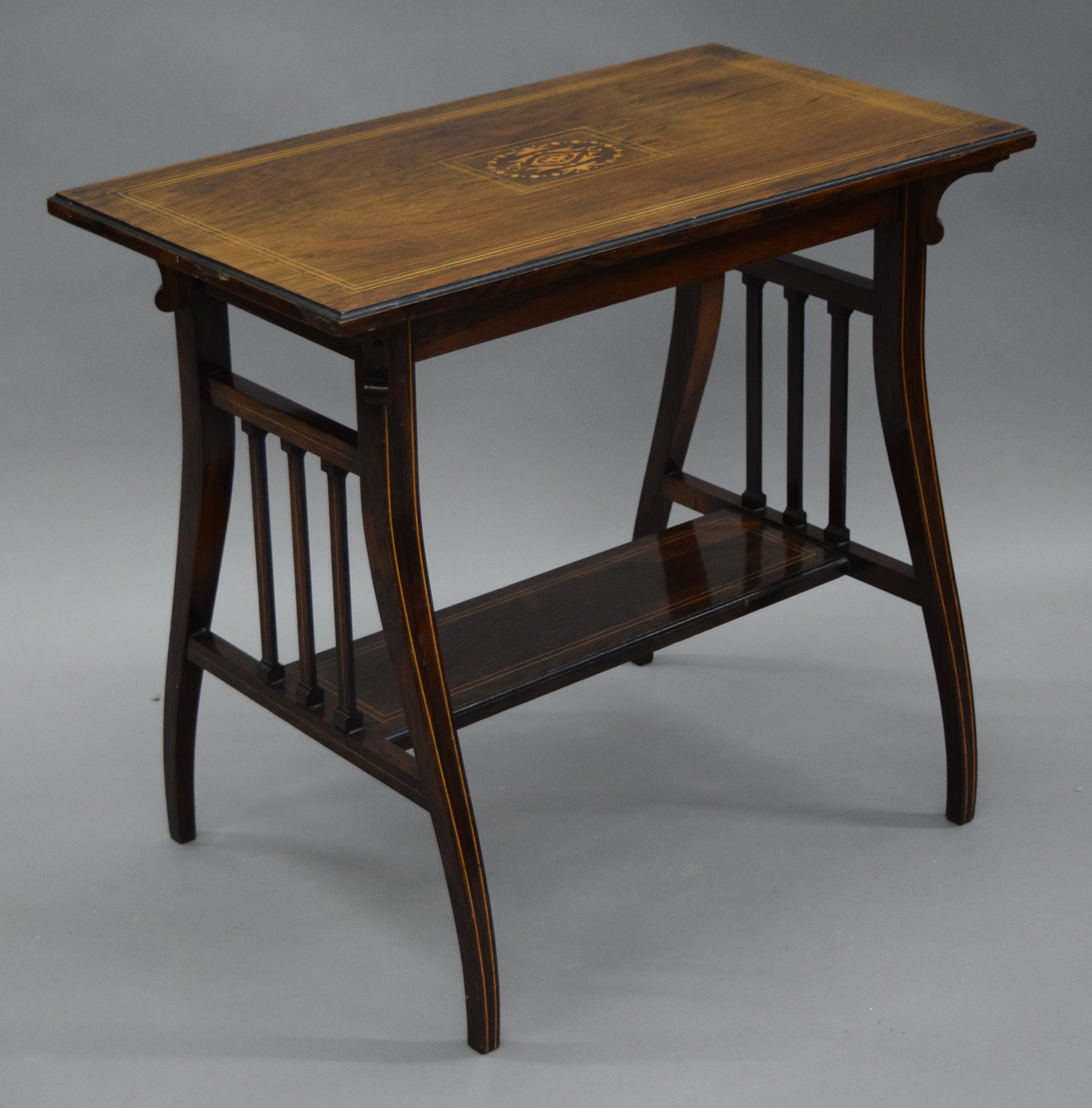 A Victorian inlaid rosewood side table. 76 cm long. - Image 5 of 7