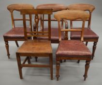 A set of four Victorian mahogany bar back dining chairs and a 19th century mahogany solid seated