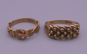 Two 9 ct gold gentleman's rings. 6.6 grammes.