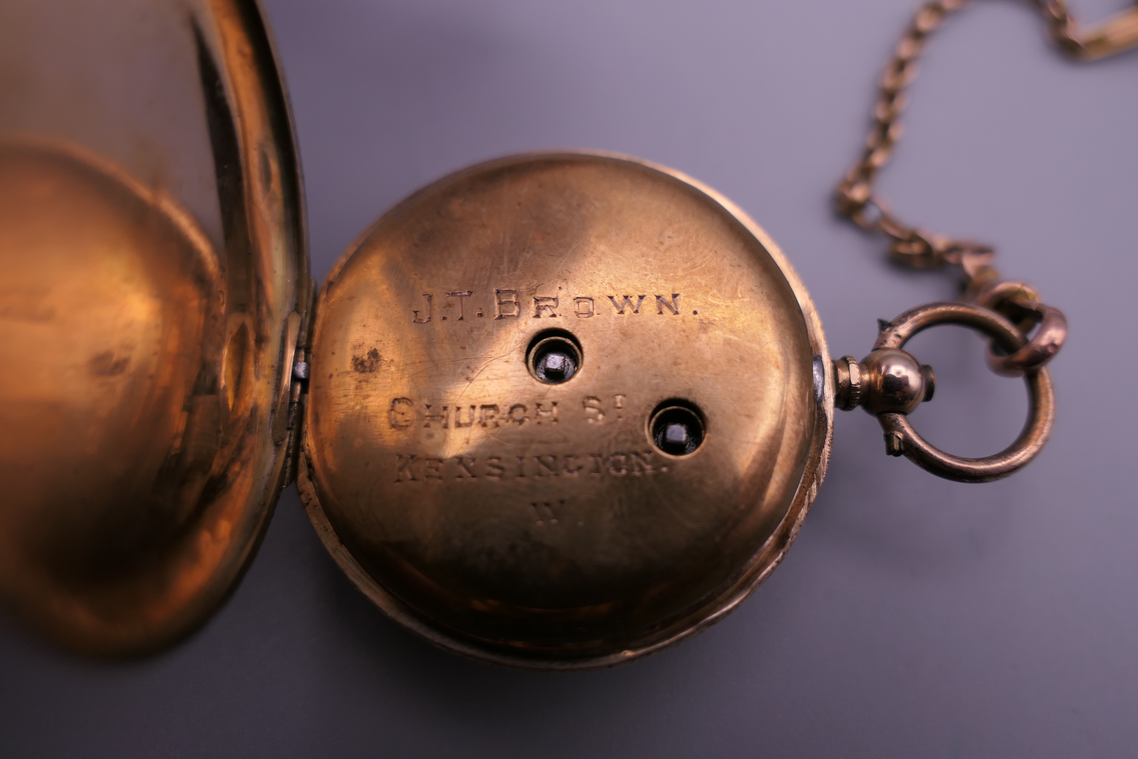 A ladies 14 K gold pocket watch (33 grammes total weight) on a 9 ct gold chain (7 grammes). Watch 3. - Image 3 of 13