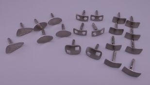 Ten pairs of 1970s stainless steel cufflinks.