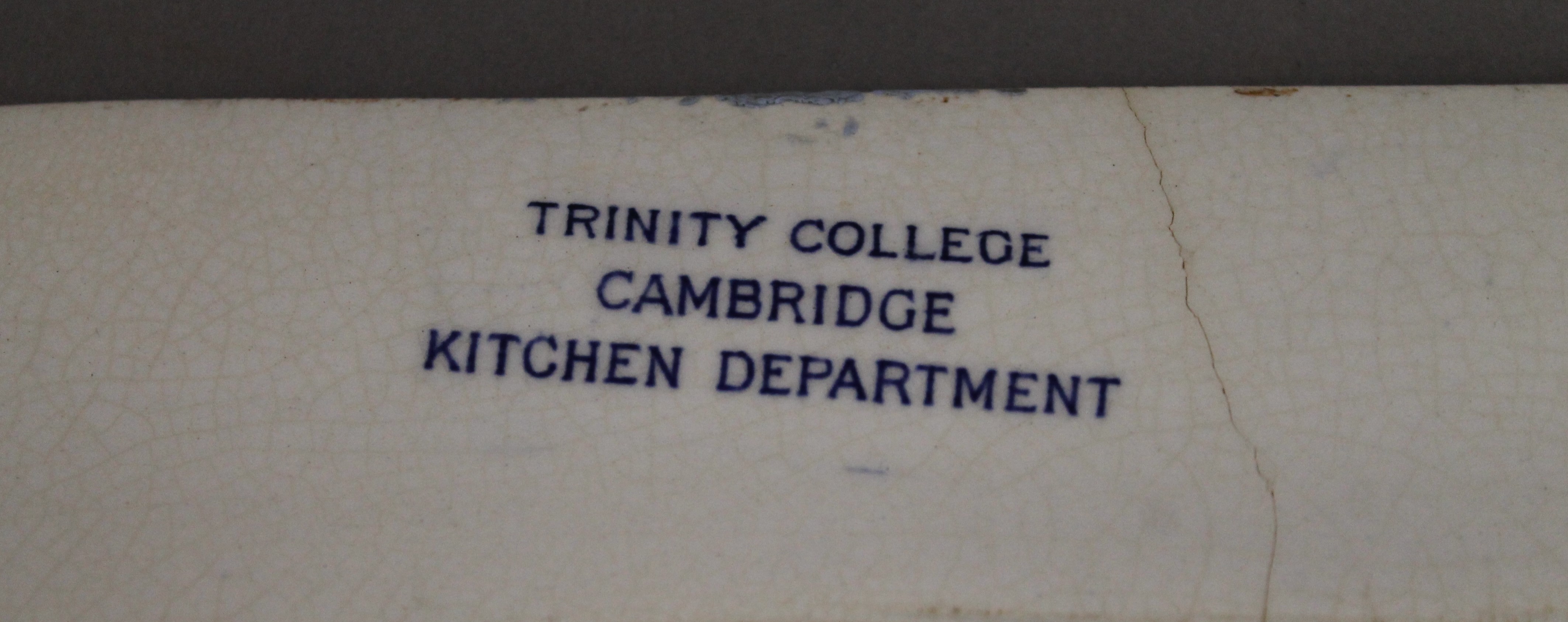 A Trinity College Cambridge Kitchen Department meat plate. 33 cm wide. - Image 3 of 3