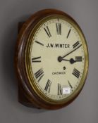 A dial clock, the face inscribed J W Winter, Chiswick. 37 cm diameter.