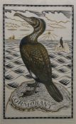 RICHARD BAWDEN, Cormorant, print on fabric, glazed. 48 x 79.5 cm.