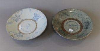 Two Chinese blue and white porcelain bowls. The largest 27 cm diameter.