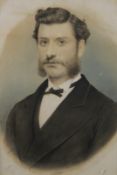 A 19th century Portrait of a Gentleman, pencil and pastel, indistinctly signed and dated 1870,