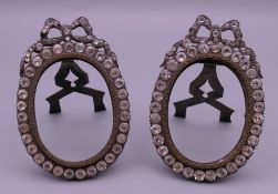 A pair of Victorian paste set photograph frames. 9.5 cm high.