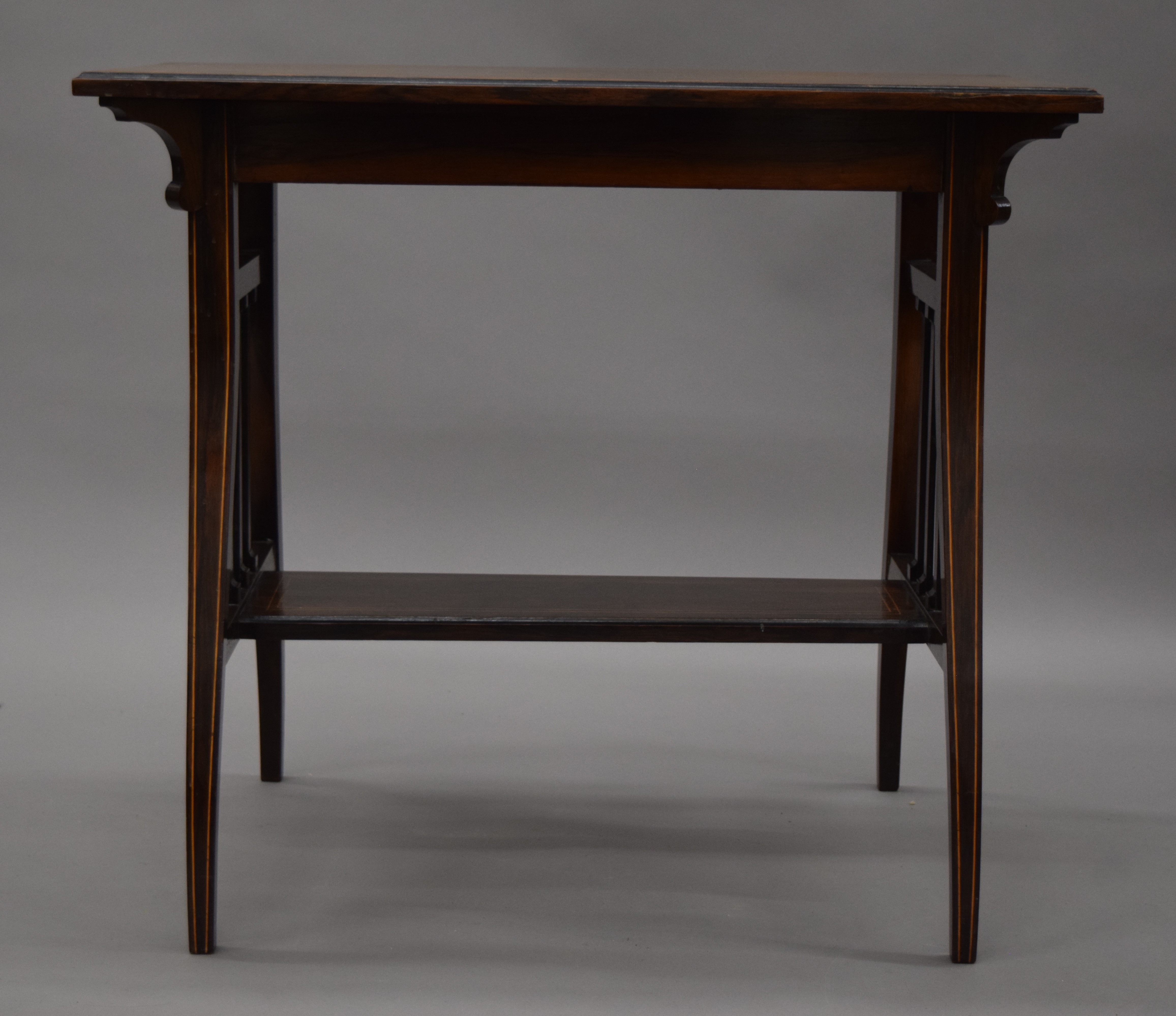 A Victorian inlaid rosewood side table. 76 cm long. - Image 2 of 7