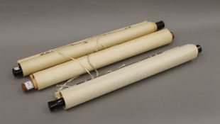 Three Chinese scrolls. The largest 65.5 cm wide.