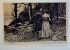 PHILIPPE FRANCK, Figures on a Country Path, etching, signed and numbered 80/150 in pencil, framed.