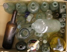 A quantity of glass bottles, including vintage Coca Cola.